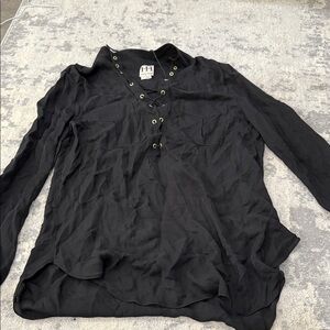 Haute Hippie Black Lace-Up Blouse
